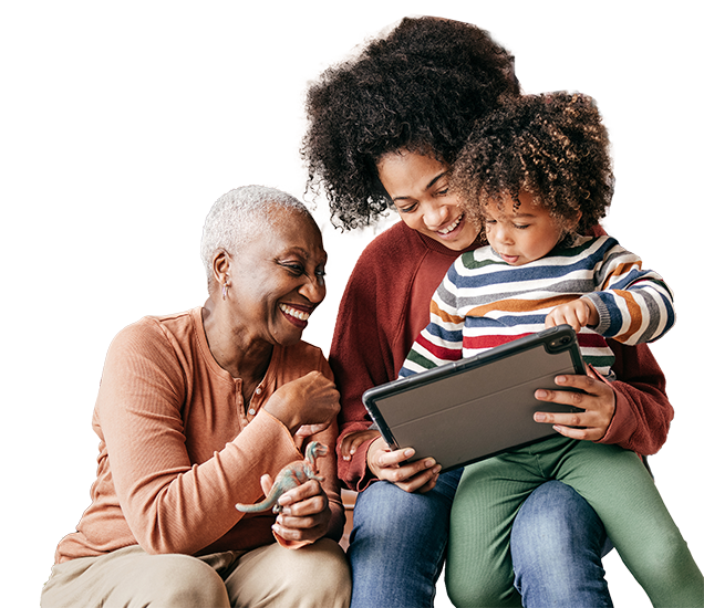 1-6-3-1-7-RenewYourCoverage Family smiling while looking at computer tablet