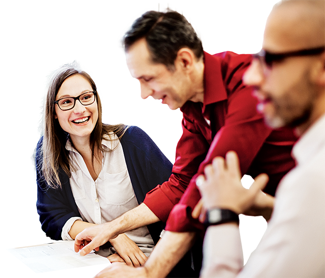 1-3-1CareersB Employees smiling while in discussion