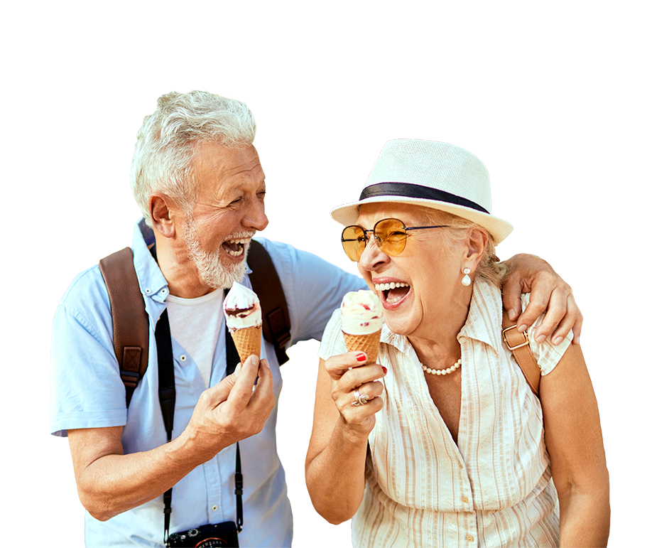 1633186-Dental-Coverage-911x771 Two people smiling while eating ice cream cones